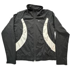Vintage Y2K Nike Windbreaker Jacket Womens Small Mesh Lined Track Running Black